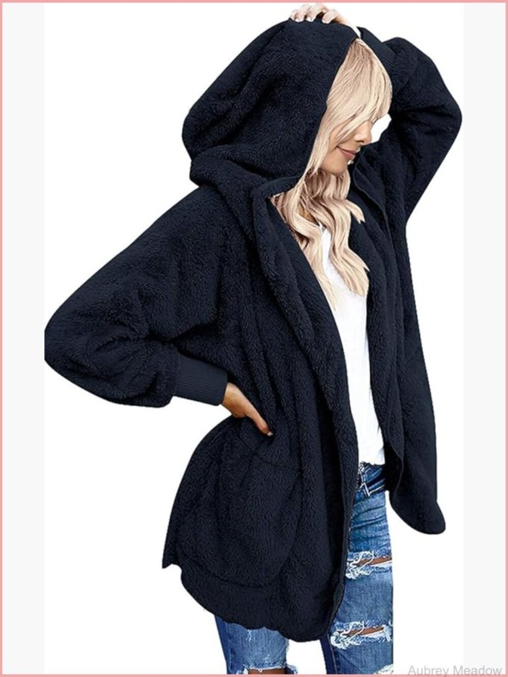 Oversized Sherpa Jacket Long Cardigan Sweater Fuzzy Fleece Plus Size Coats with